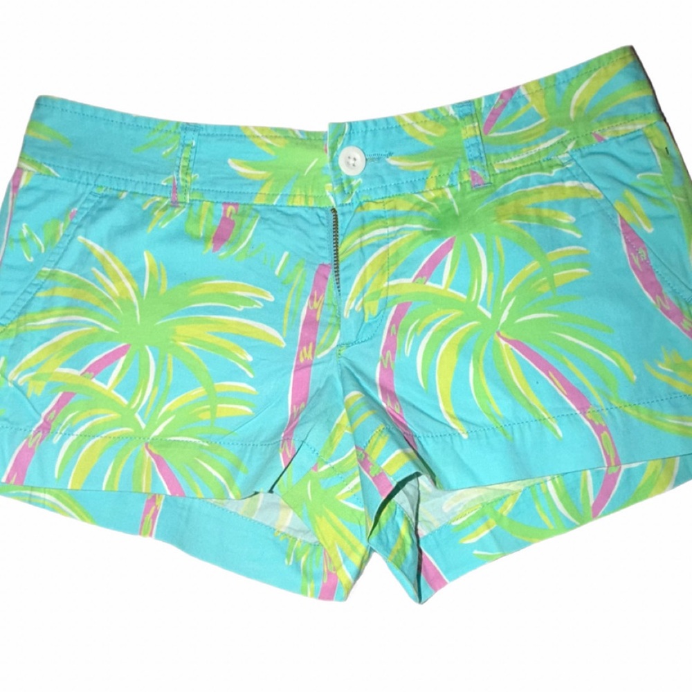 Lilly Pulitzer Callahan Blue, pink and green shorts, 100% Cotton🩷sz 2 Women